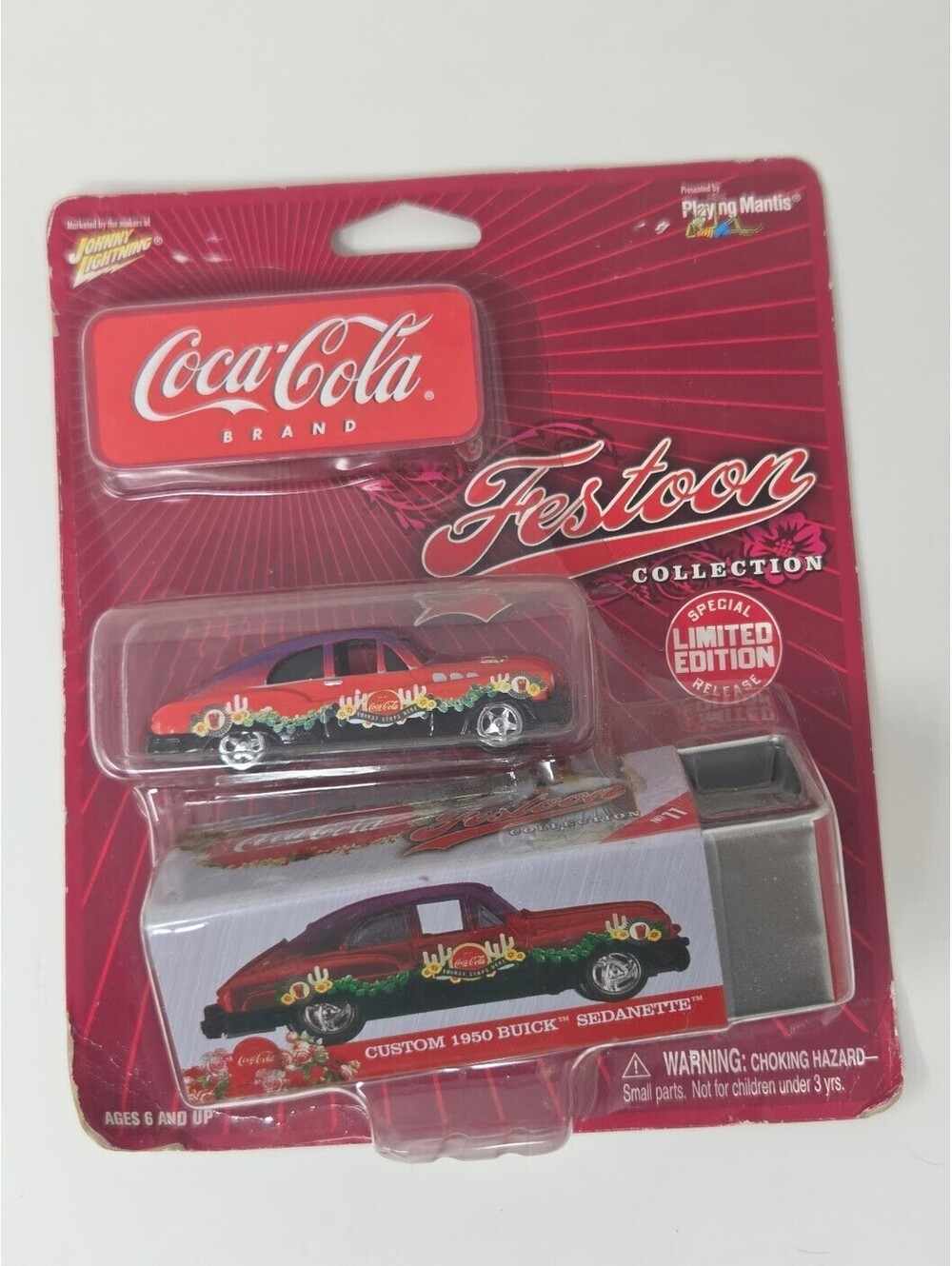 Coca Cola Festoon 1980 Buick Sedanette Die Cast Car With Collectible Tin
